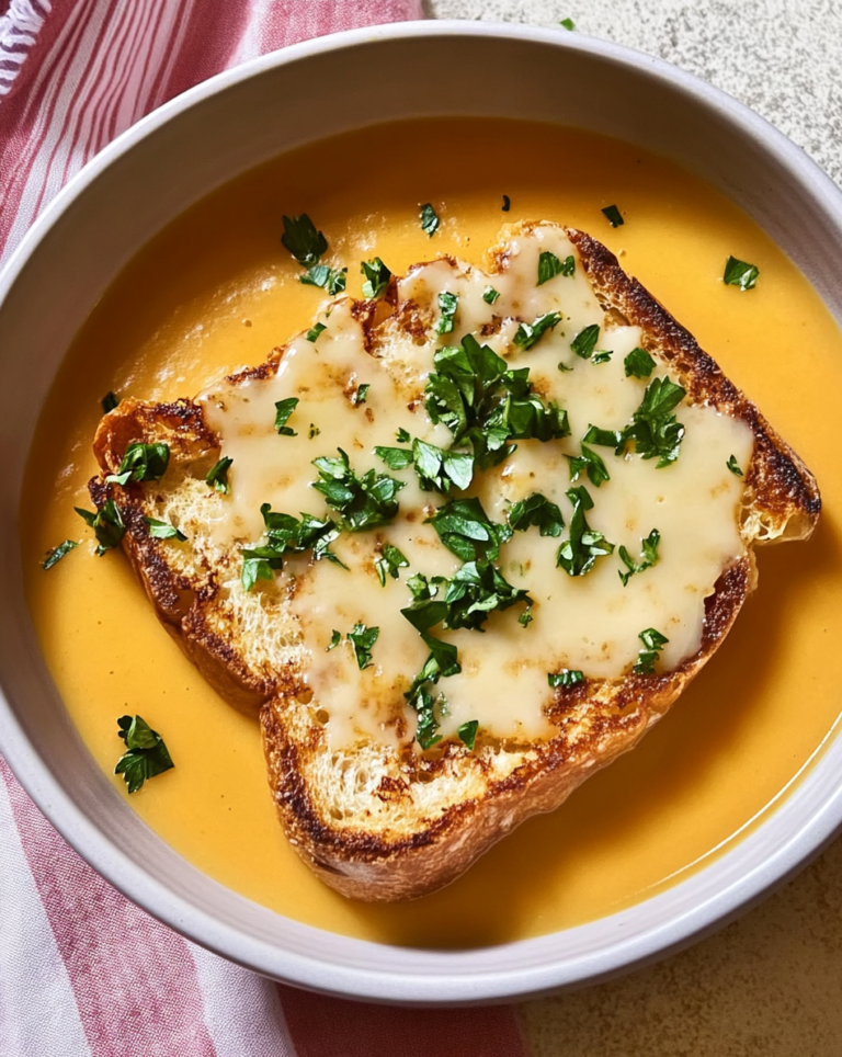 Butternut Bisque with French Onion Toast Topper