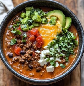 Spicy Queso Beef Chili