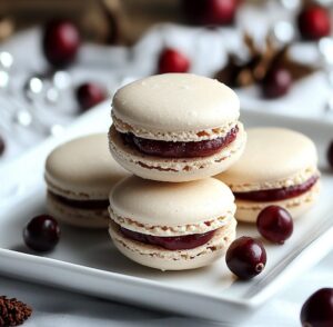 White Chocolate Cranberry Macarons
