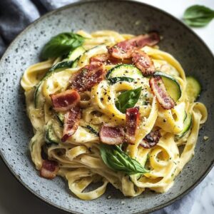 Creamy Courgette Bacon Pasta