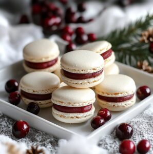 White Chocolate Cranberry Macarons