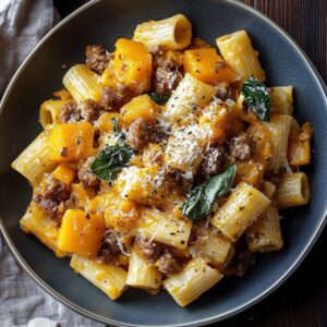 Rigatoni with Butternut Squash and Spicy Sausage