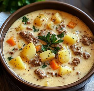 Crockpot Creamy Potato & Hamburger Soup