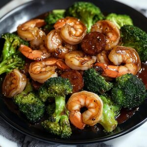 Honey Garlic Shrimp, Sausage, and Broccoli
