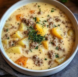 Crockpot Creamy Potato & Hamburger Soup