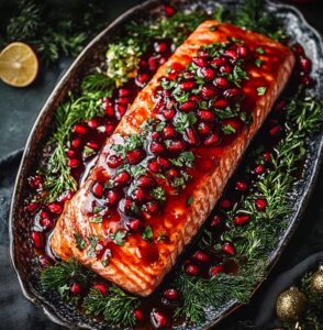 Christmas Salmon with Pomegranate Glaze