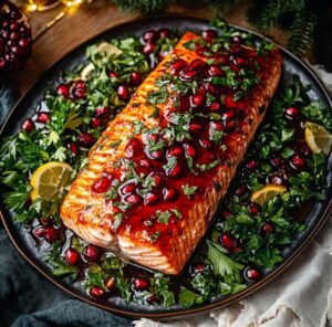Christmas Salmon with Pomegranate Glaze