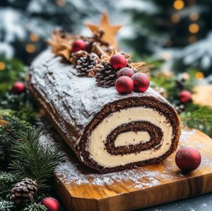 Festive French Yule Log Cake