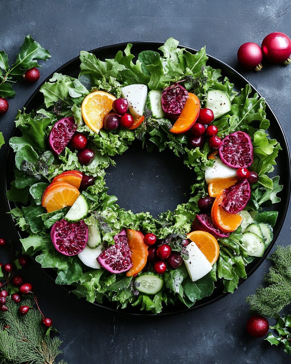 Festive Winter Salad Wreath with Citrus Vinaigrette