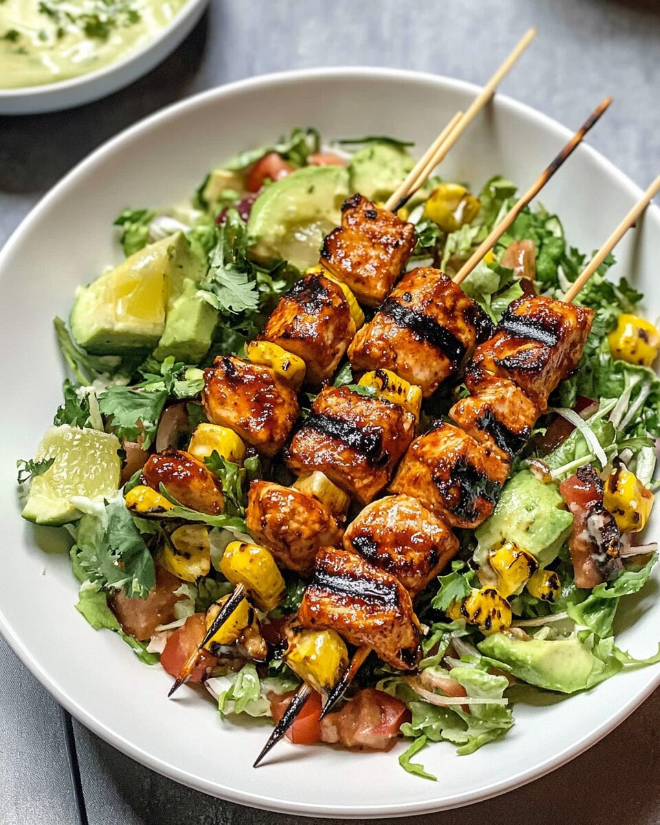 Smoky Grilled Chicken Skewers with Fresh Herb Salad