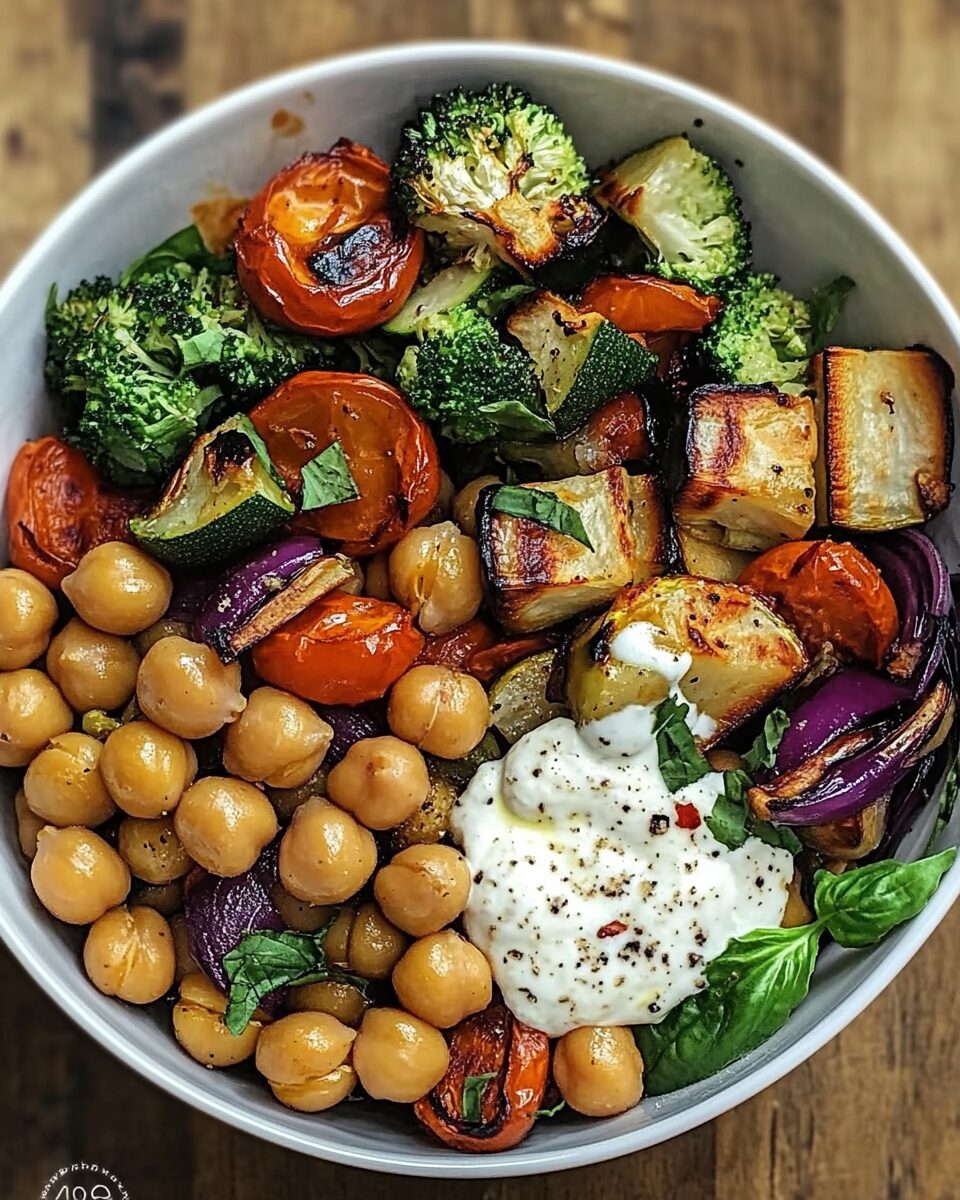 Vibrant Roasted Vegetable and Crispy Chickpea Nourish Bowls