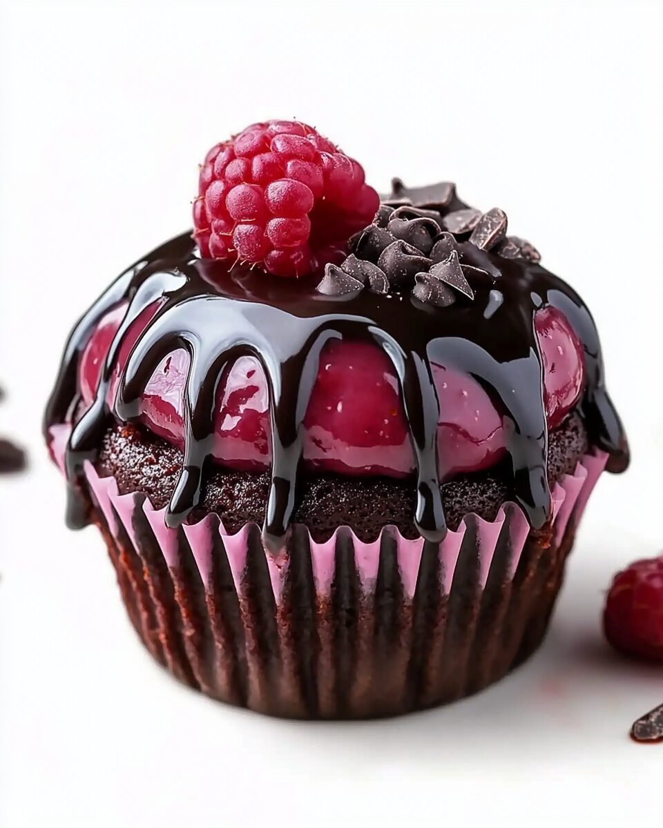 Decadent Molten Raspberry Chocolate Cupcakes