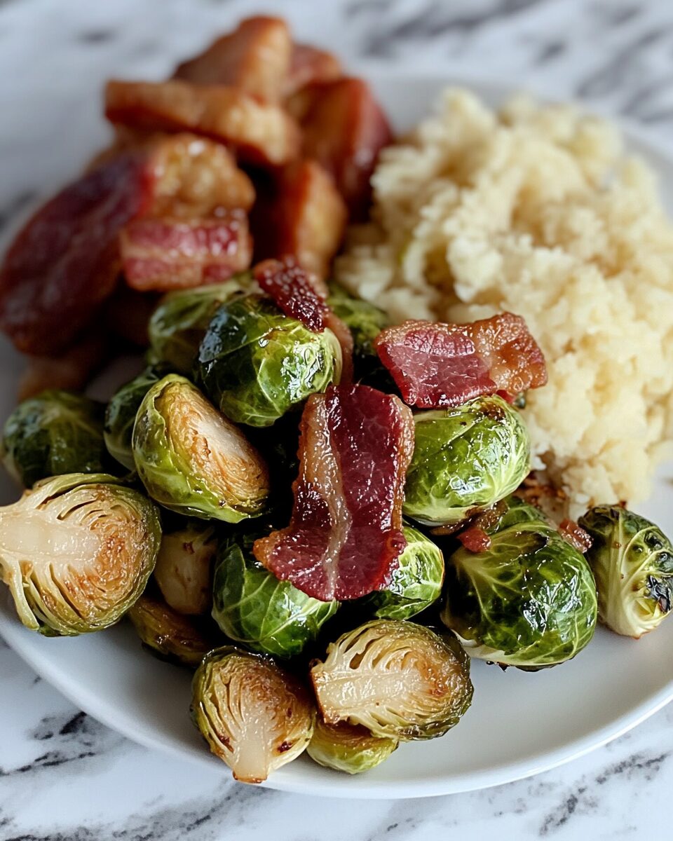 Spicy-Sweet Brussels Sprouts with Crispy Bacon
