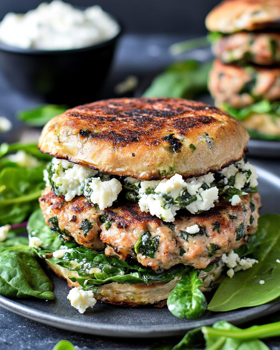 Gourmet Turkey Burgers with Spinach and Feta
