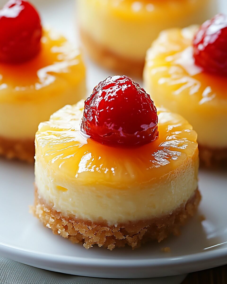 Golden Pineapple-Infused Cheesecake Bites with a Caramel Drizzle