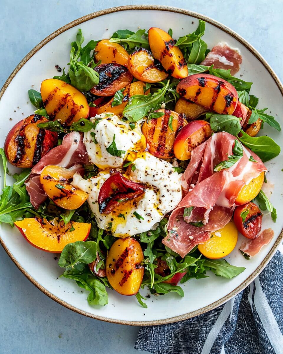 Sweet and Savory Grilled Nectarine Burrata and Prosciutto Salad