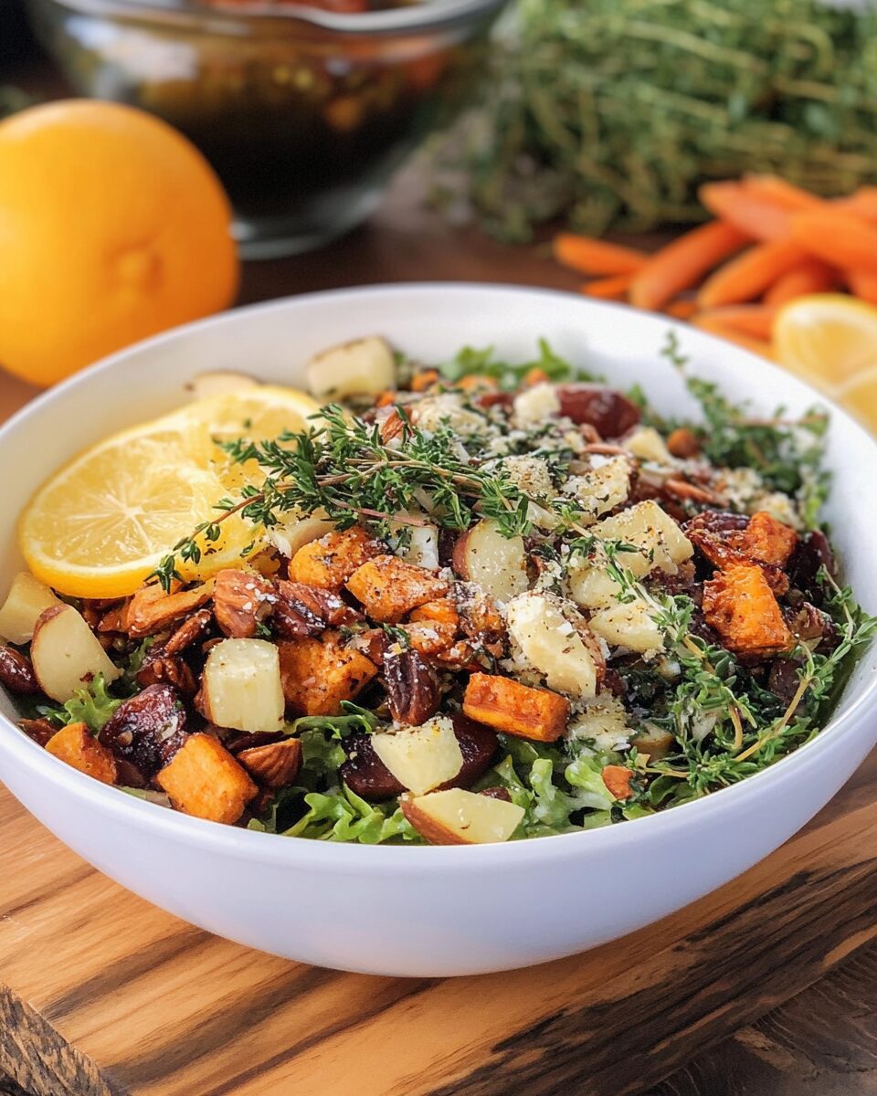 Vibrant Harvest Salad with Zesty Lemon Thyme Dressing