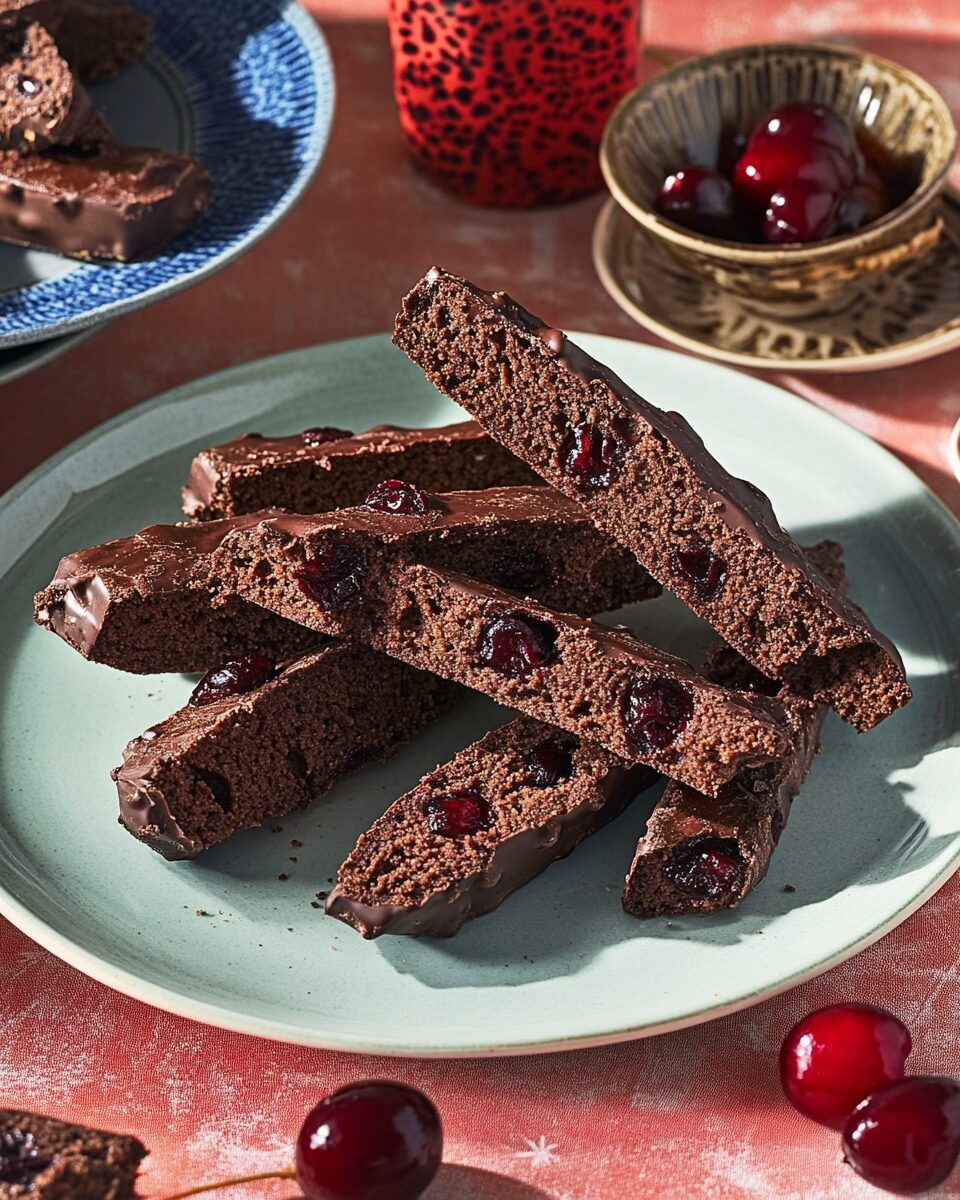 Cherry-Kissed Double Chocolate Biscotti