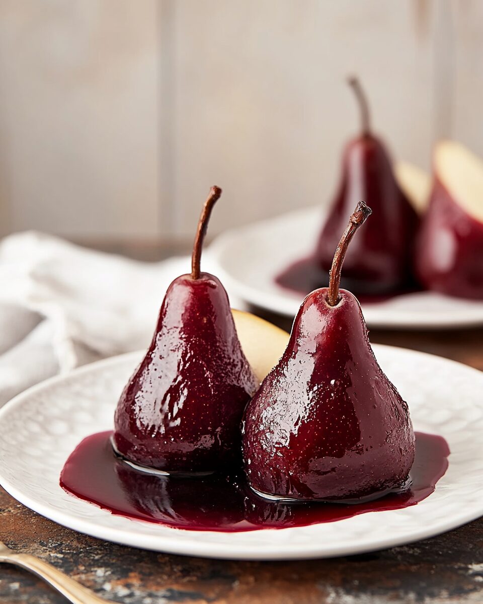 Red Wine Poached Pears