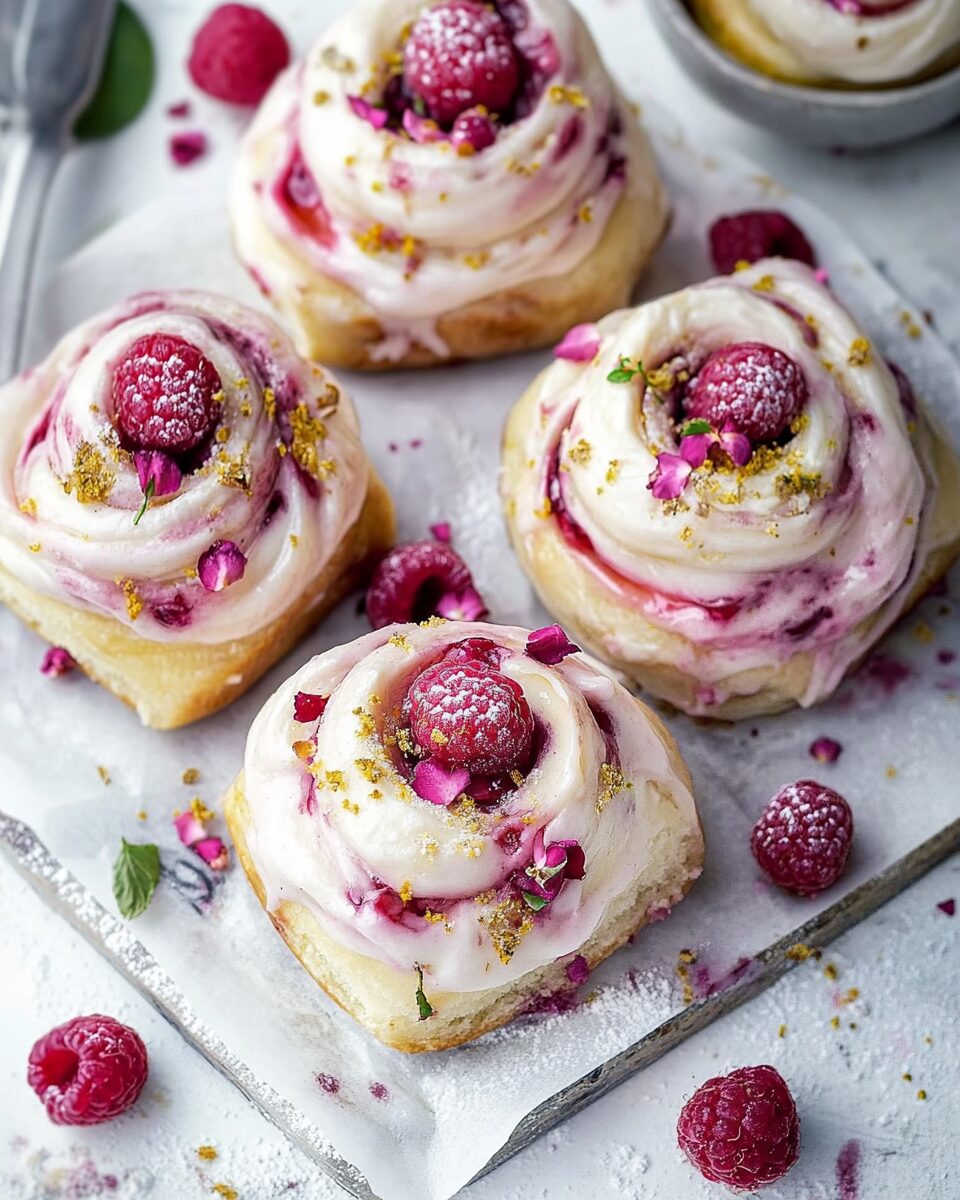 Raspberry and Rose Cheesecake Buns