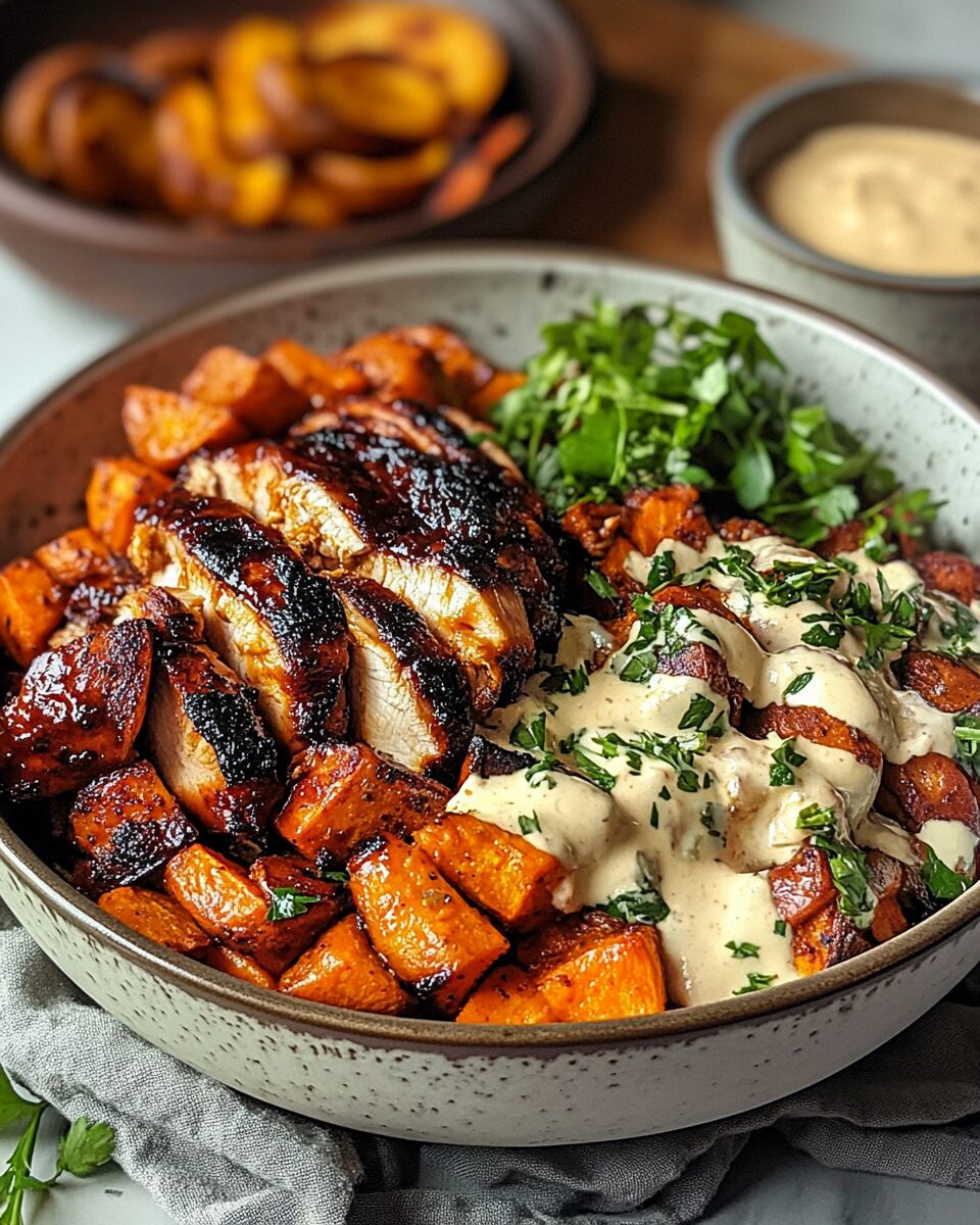 BBQ Chicken & Roasted Sweet Potato Bowls