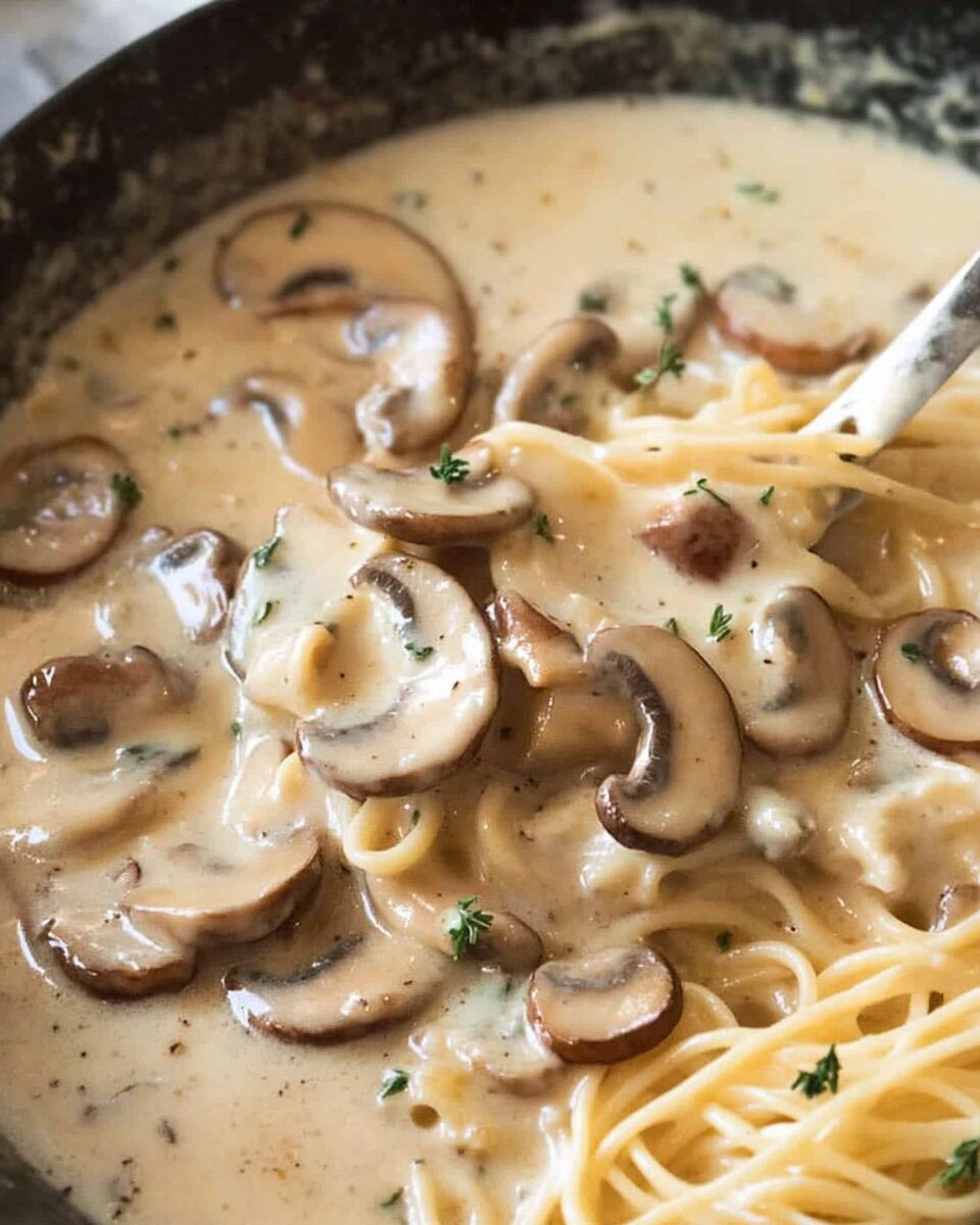 Creamy Garlic Mushroom Sauce Pasta
