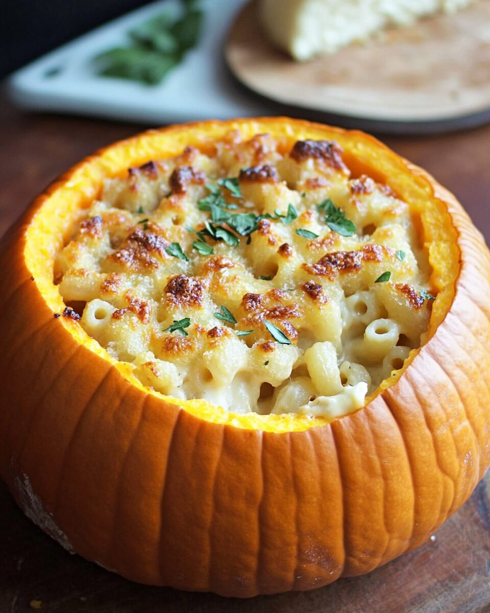 Mac and Cheese Stuffed Mini Pumpkin