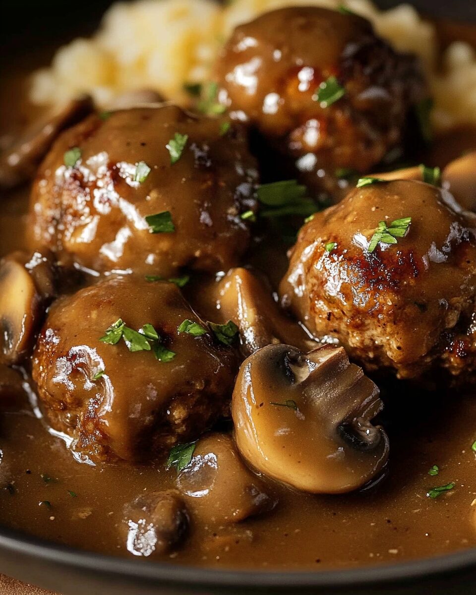Salisbury Steak Meatballs with Mushroom Gravy