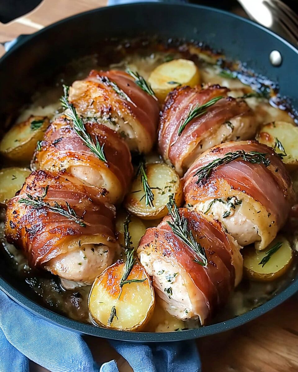 Prosciutto-Wrapped Chicken with Scalloped Potatoes