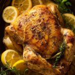 Slow Cooker Lemon Garlic Roast Chicken