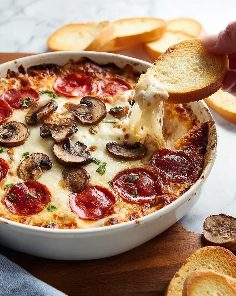 Hot Mushroom Pepperoni Pizza Dip