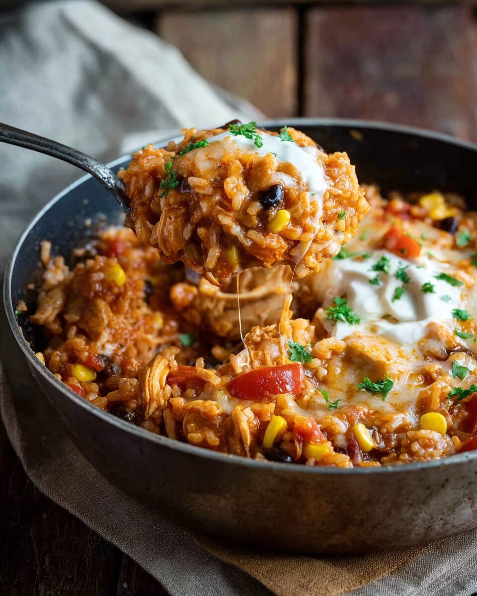 One-Pot Chicken Enchilada Rice Casserole