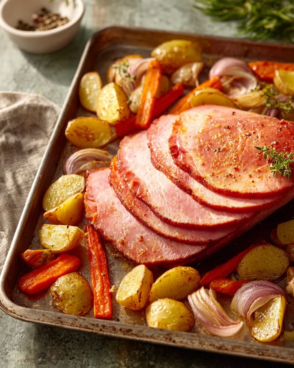 Sliced Ham with Roasted Vegetables