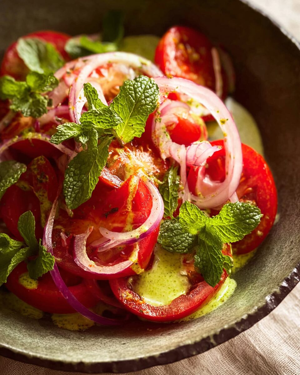 Indian Salad with Tomato Mint Dressing