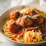 Baked Chicken Meatballs Spaghetti