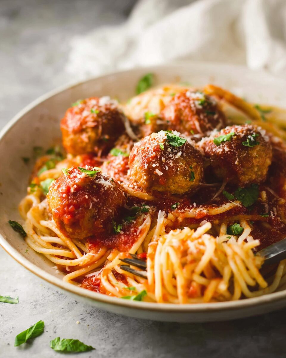 Baked Chicken Meatballs Spaghetti