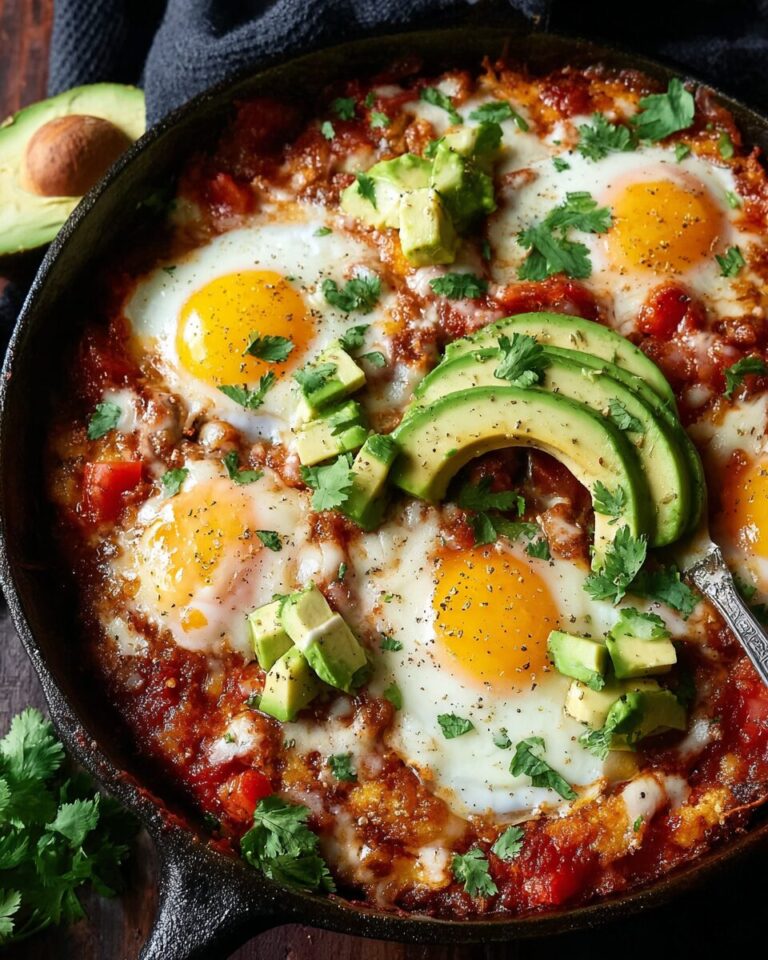 Polenta Refried Beans & Egg Skillet Bake
