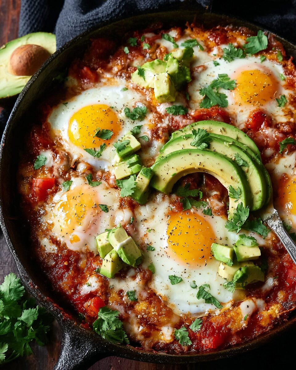 Polenta Refried Beans & Egg Skillet Bake