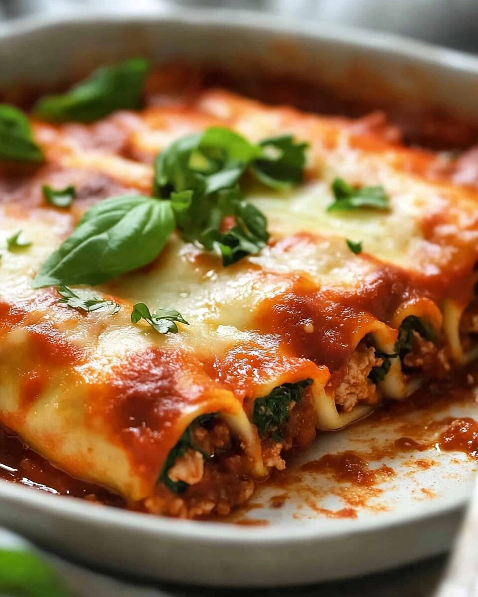 Spinach and Beef Cannelloni Manicotti
