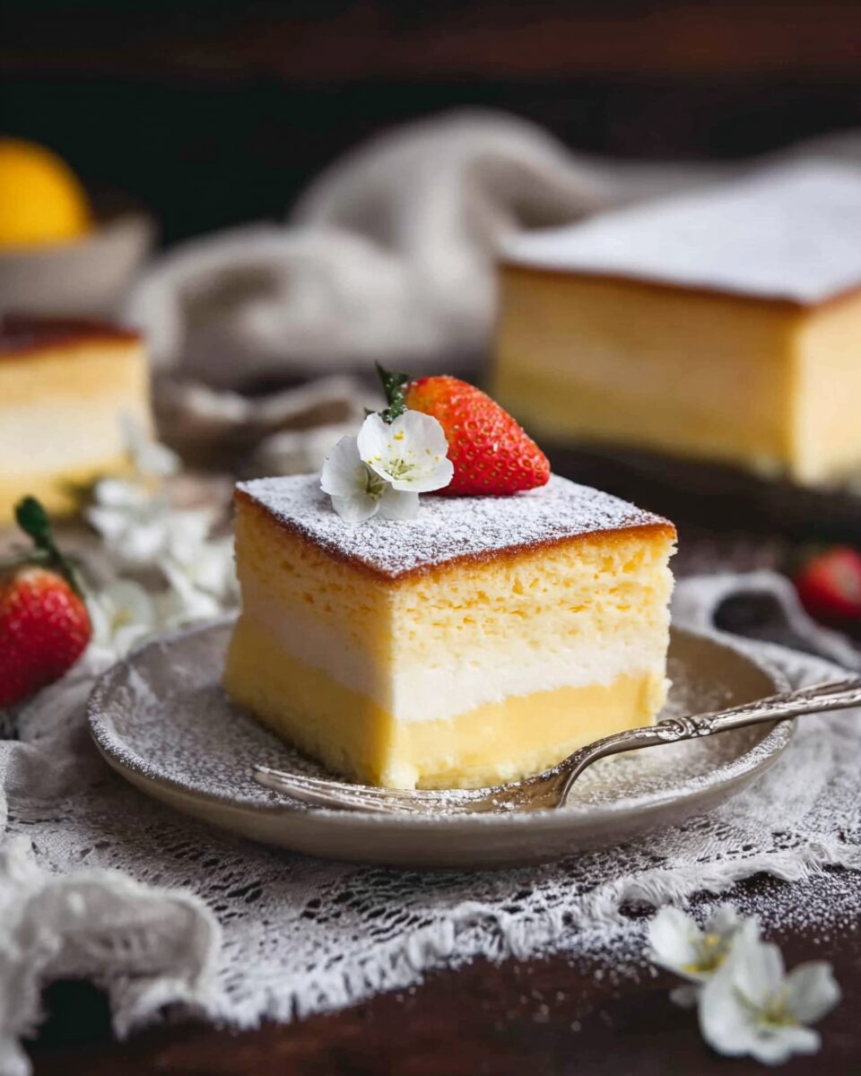 Magic Three Layer Custard Cake