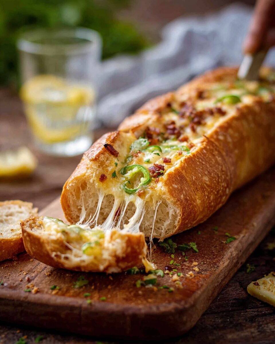 Cheesy Jalapeño Bacon Stuffed Baguette