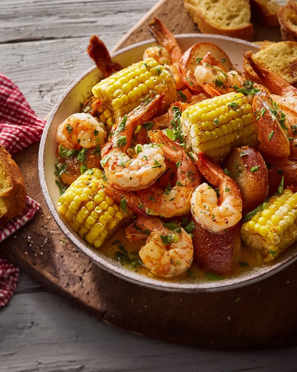 Shrimp and Corn in a Butter Bath