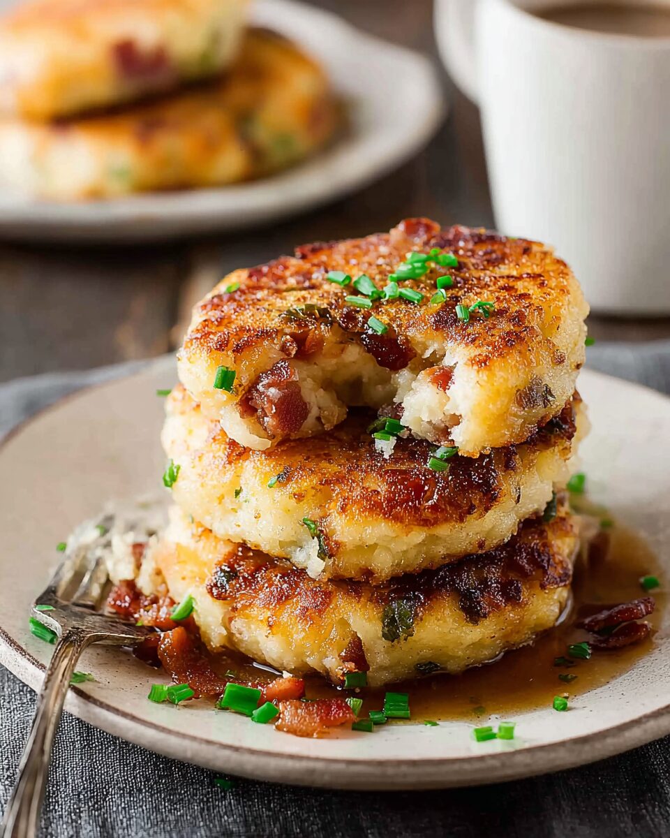 Leftover Mashed Potato Cheese Bacon Cakes