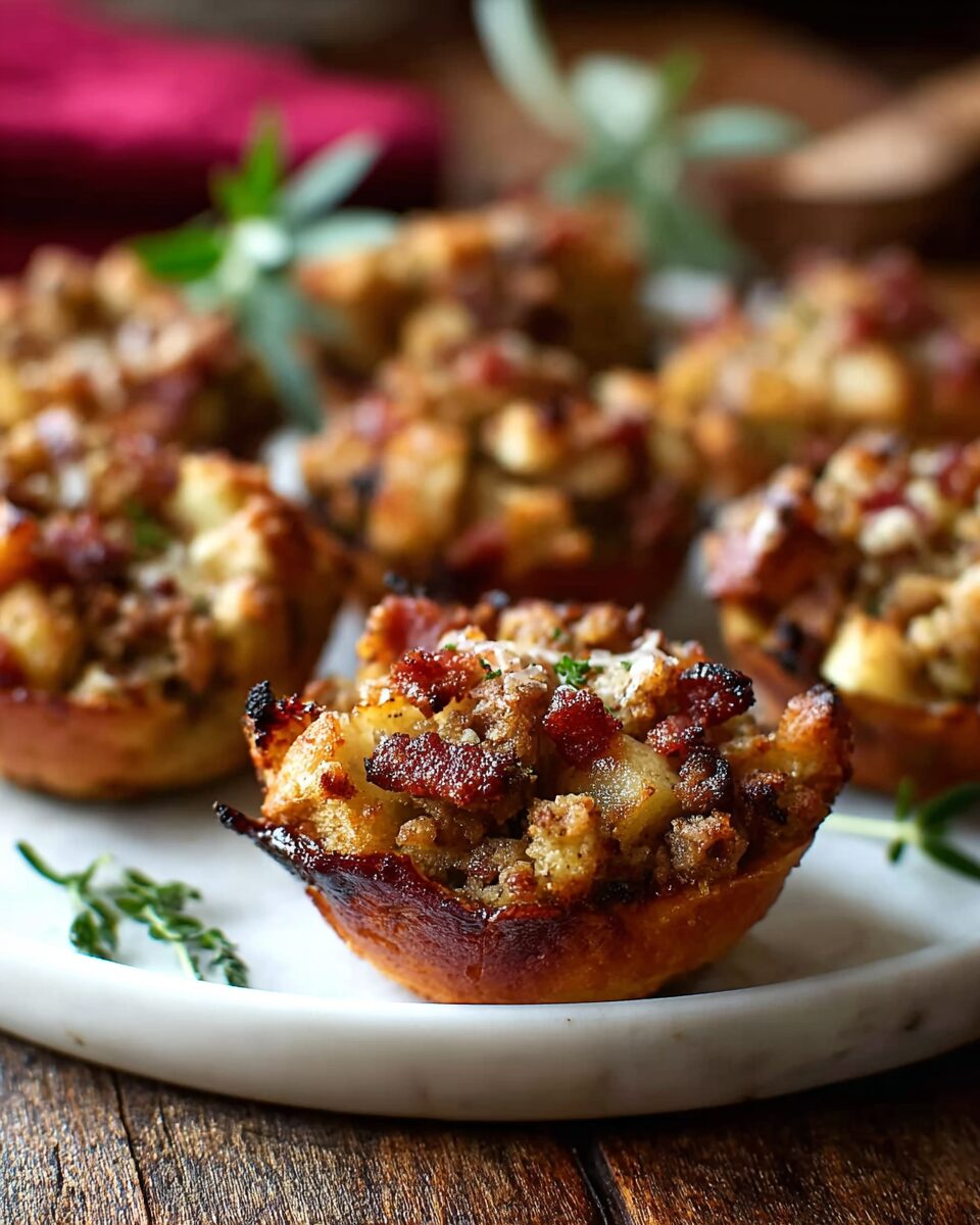 Pork Sausage, Apple, and Pancetta Stuffing Cups
