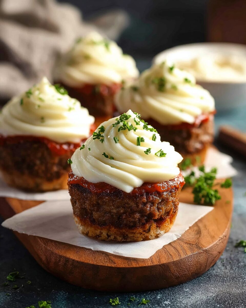 Meatloaf Cupcakes with Mashed Potatoes