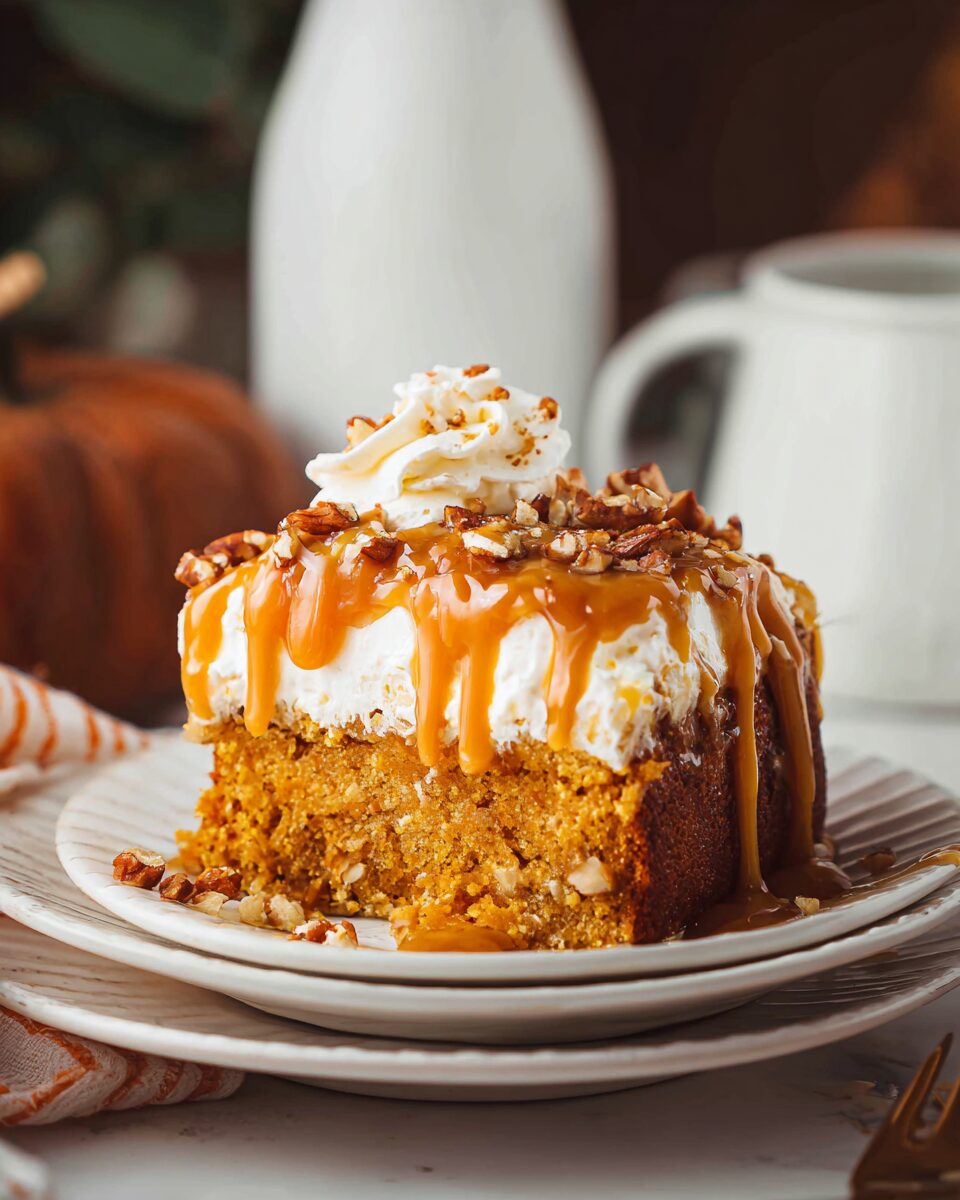Pumpkin Caramel Poke Cake