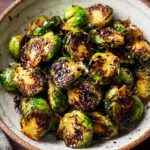 Crispy Air Fryer Brussels Sprouts with Garlic and Parmesan