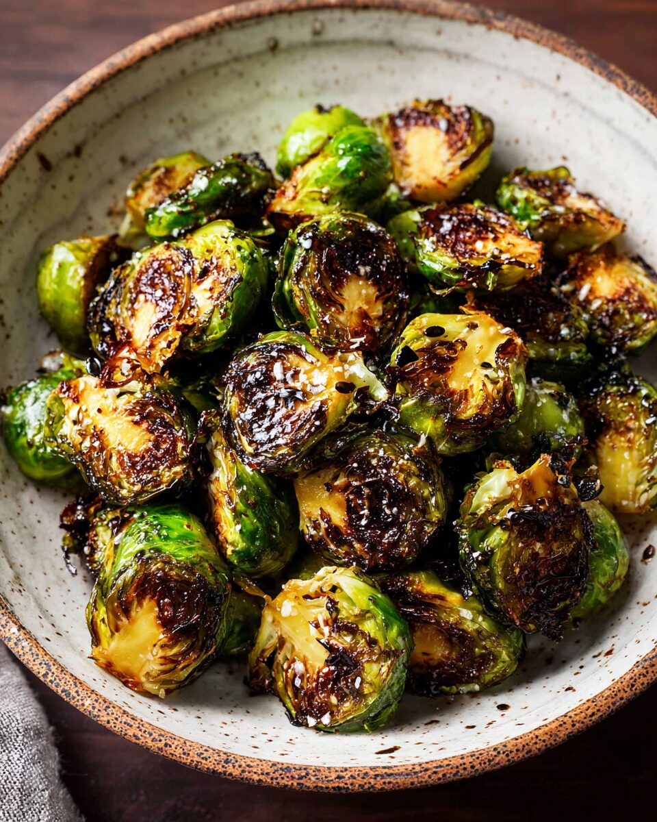 Crispy Air Fryer Brussels Sprouts with Garlic and Parmesan