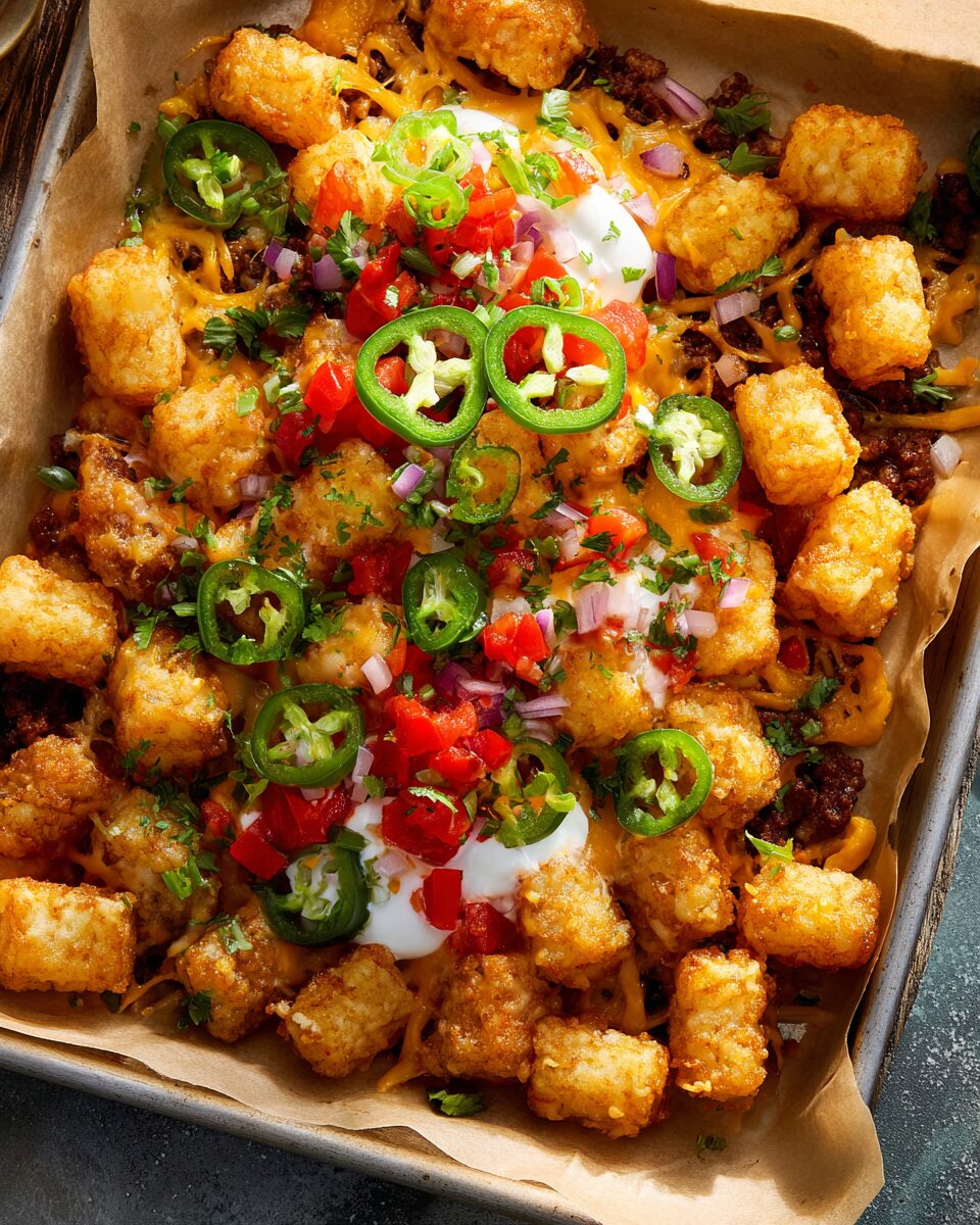 Crispy Tater Tot Nachos with Cheesy Toppings