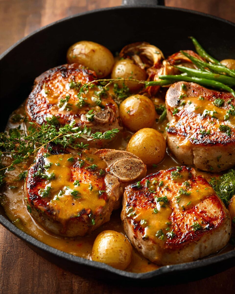 Honey Mustard Pork Chops Skillet